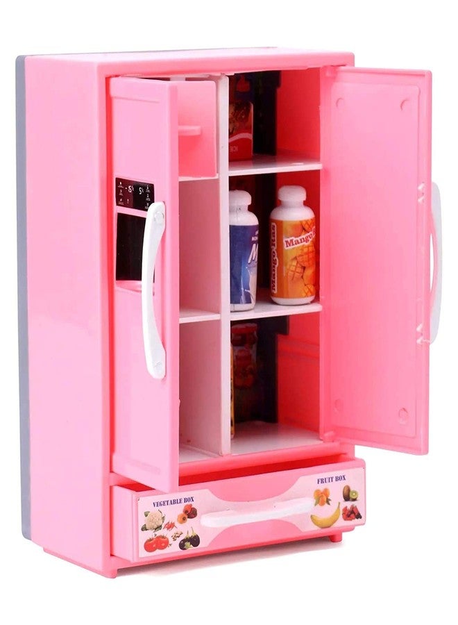 Shivaaro Plastic Premium Fridge Toy for Kids, Lovely 2 Drawer Refrigerator Kitchen Toy (Pink) - Image 4